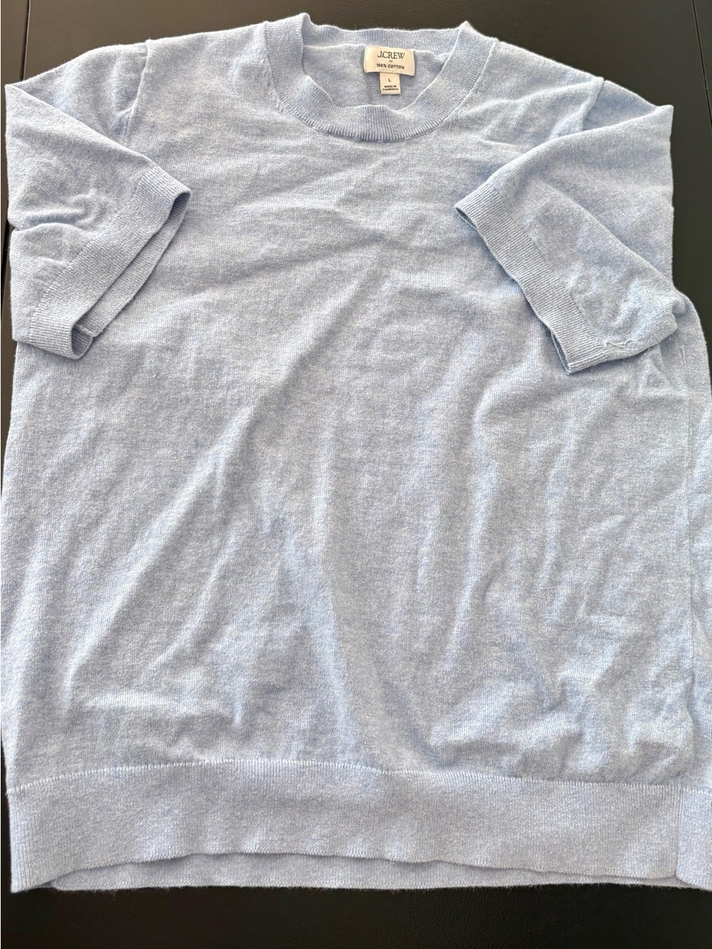 J. Crew Light Blue Short Sleeve Crewneck Sweater